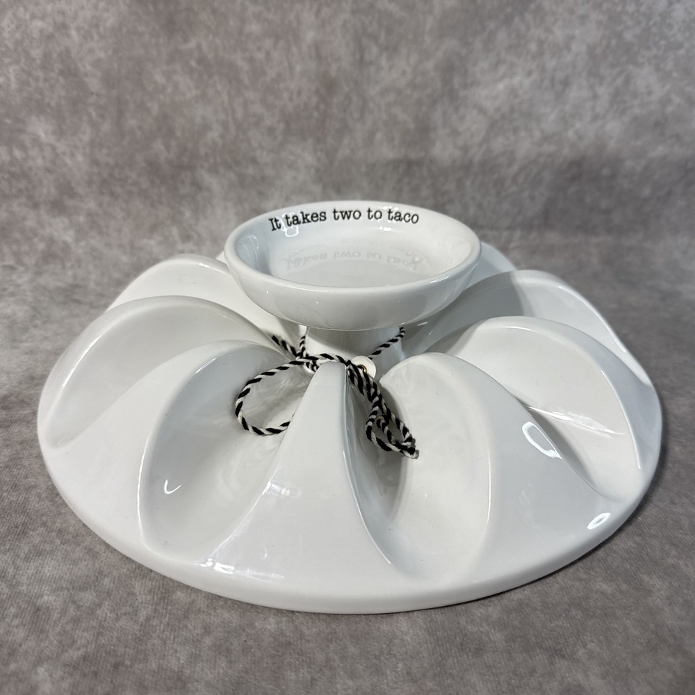 Mud Pie Integral Circa Taco Platter  White Brand New 12"